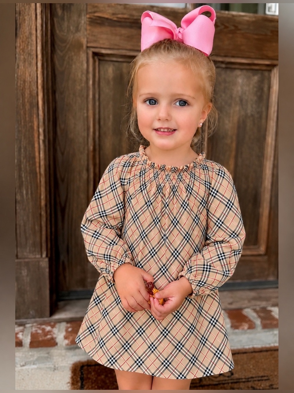 Burberry London Iconic Nova Check Girls Vintage Check Long Sleeve Dress